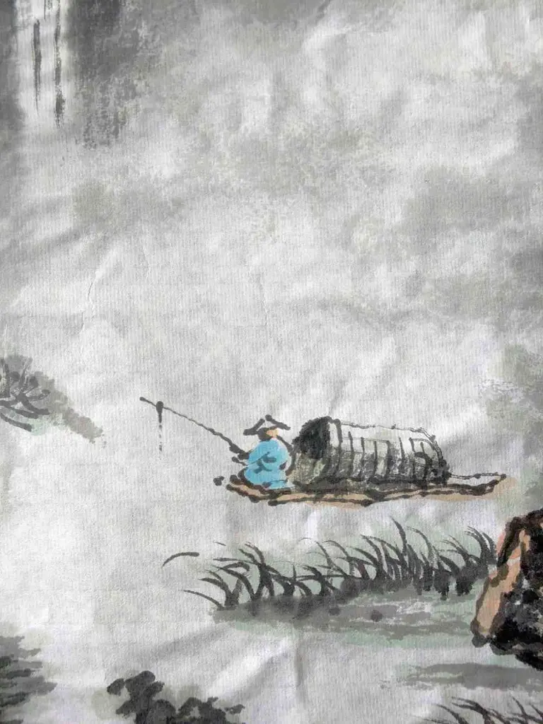Landscape Paintings In China Fishing Alone on the Cold River